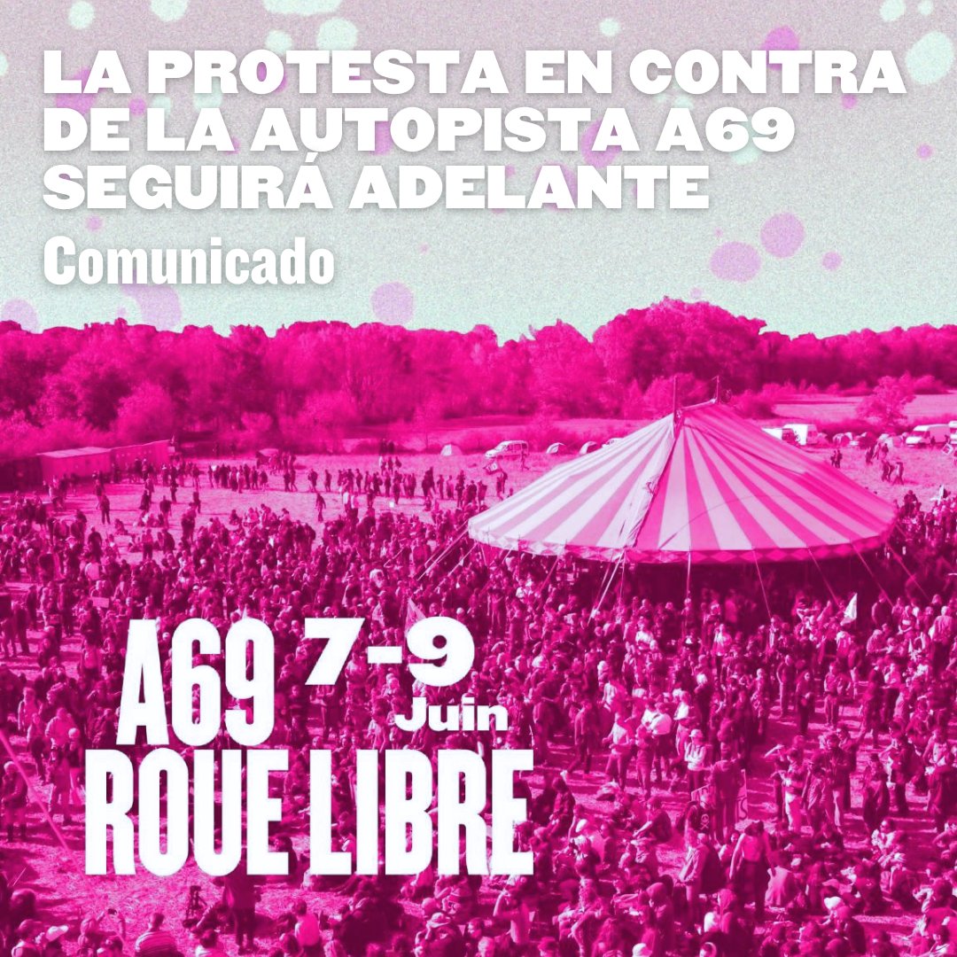 lessoulevements's tweet image. ¡La protesta en contra de la autopista A69 seguirá adelante!

Tras la decisión gubernamental que prohibe las concentraciones de los 7, 8, 9 de junio, llamamos a una movilización masiva para seguir luchando contra este proyecto de autopista!

🇪🇸 Comunicado: lessoulevementsdelaterre.org/blog/la-protes…