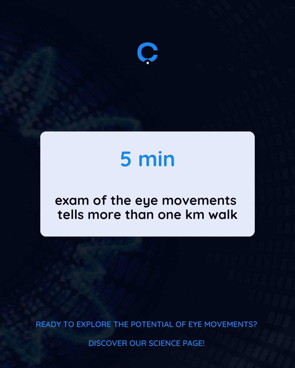 Excited to announce our new science page exploring how #eyemovements reveal brain health! 🌟 🔍 Insights on neurological disorders 📚 Clinical articles 🔬 Support for diagnosis, prognosis, follow-up 🧪 Learn about neurological #biomarkers. Link in comments! #eyetracking