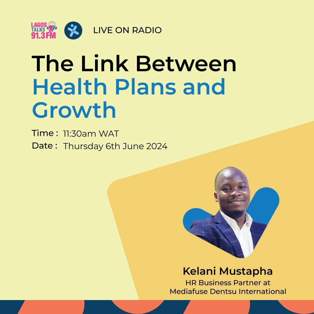 RelianceH_ng's tweet photo. π’Radio discussion alert!
Join us tomorrow on LagosTalks 91.3FM for another insightful discussion with HR expert, Kelani Mustapha as he shares valuable insights on the impact of healthcare plans on organisational growth.
#RelianceHealth https://t.co/Hnve4A0drF