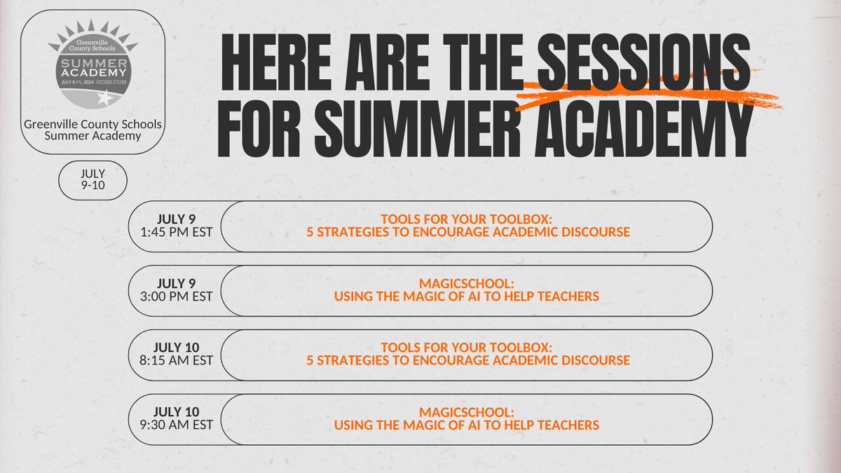 MrColemanBrown's tweet photo. @gcschools educators are you attending the @gcssummeracad this summer? If you are, make sure to join @ShaneRPeek and I as we present on @magicschoolai! In addition, I am presenting two sessions on ways to encourage academic discourse w/ your Ss. Hope to see you there! #gcssa https://t.co/zIwAr7SRmp