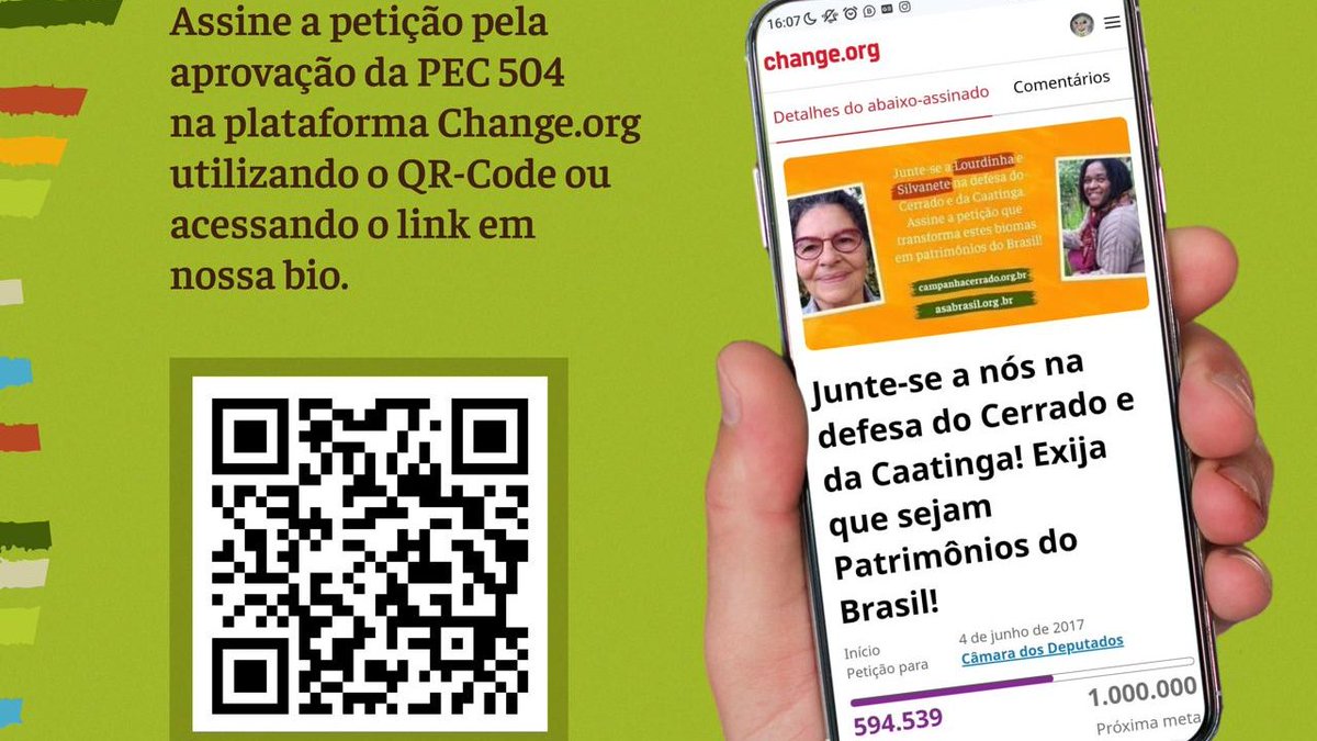 Neste 5 de junho, Dia Mundial do Meio Ambiente, junte-se a nós na luta pela aprovação da PEC 504 (Proposta de Emenda Constitucional), que pretende transformar Caatinga e Cerrado em patrimônios nacionais, protegidos pela Constituição Federal.

✊🏿 change.org/aprovapec504