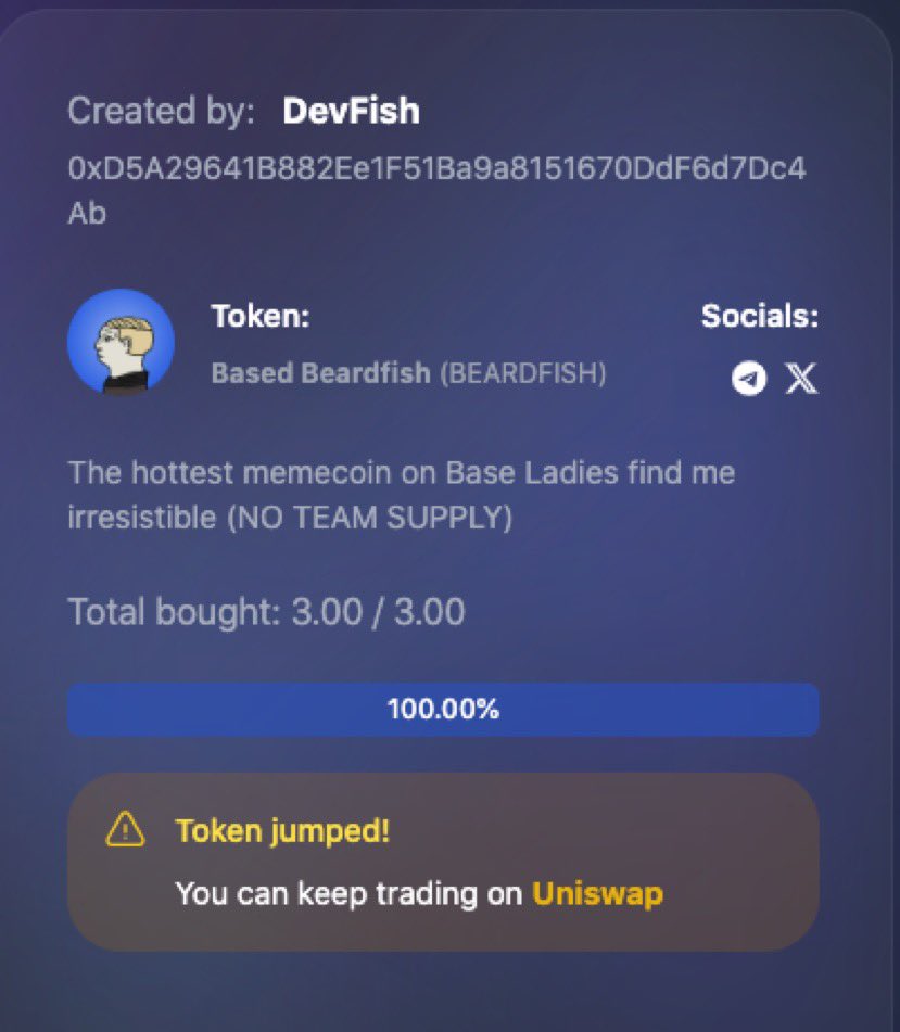 BasedBeardFish's tweet photo. $100 giveaway (2 winners)
🚀Drop your wallet 0x address below
🚀#BeardFish hashtag
🚀Retweet this
🚀Tag some frens
Small chin ? Grow a beard
CA/ 0xD5A29641B882Ee1F51Ba9a8151670DdF6d7Dc4Ab https://t.co/zMCWiTqmLb