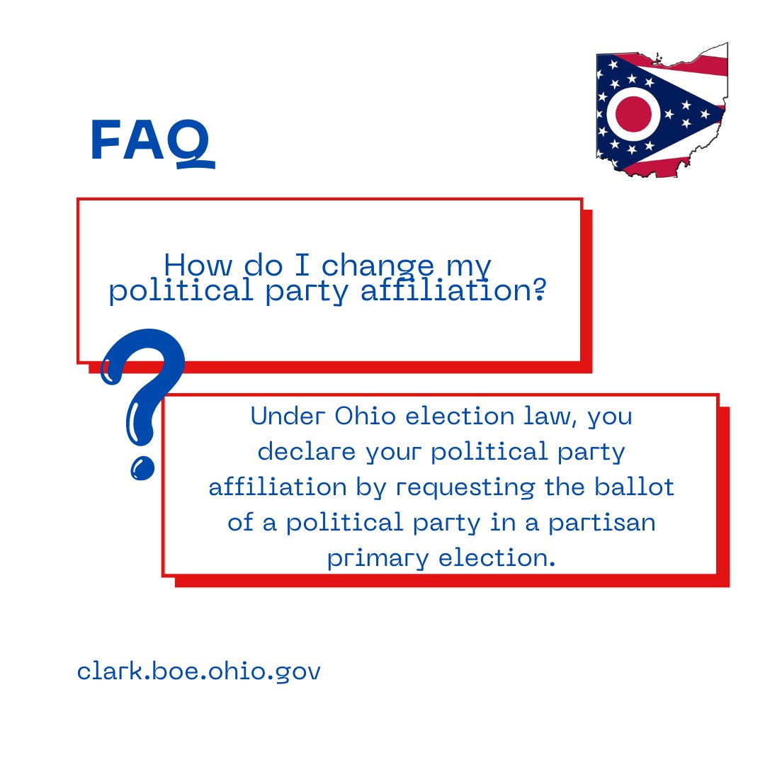 The only way to change your party affiliation in the state of Ohio is by voting in a primary election for the party you wish to affiliate yourself with.