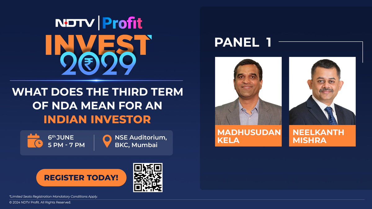 NDTVProfitIndia's tweet photo. What does the third NDA term mean for the Indian investor?

Join the conversation with @MadhusudanKela and @neelkanthmishra at #Invest2029.

To register, visit: https://t.co/Ug6ffz2Zgi https://t.co/ZP7NIUNmPW