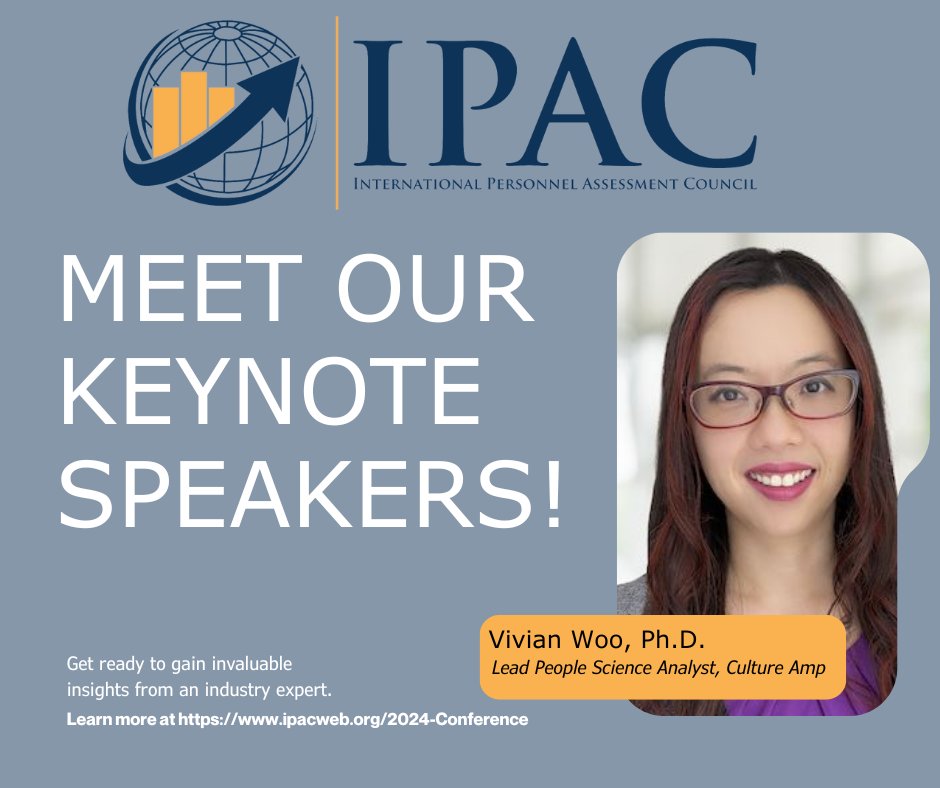 Keynote Spotlight Series #3 - Vivian Woo, Ph.D.
Vivian A. Woo, Ph.D., is a Lead People Science Analyst at Culture Amp. Join us at the IPAC 2024 Conference this July 28- 31! Registration is open on the IPAC website: lnkd.in/g8T_qE-a