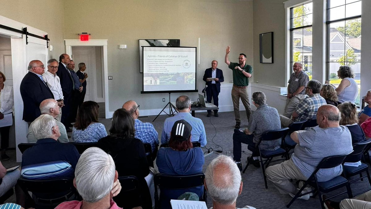 RepJackLewis's tweet photo. Yesterday was a full but productive day across Framingham (don't worry Ashland, I have a few full days in Ashland just around the corner). The day started with a meeting with @MassParksForAll and Friends of Callahan State Park on the future of our Commonwealth's state parks. https://t.co/RylfC7TfZN