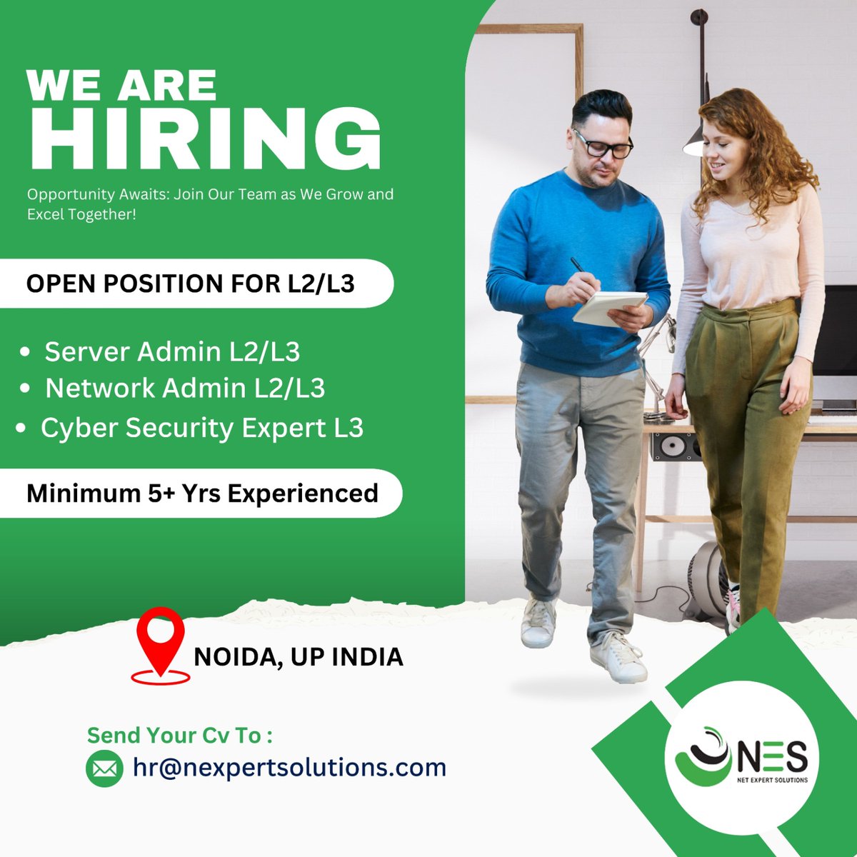 NESnetworking's tweet image. We are hiring experienced professionals for exciting roles in Noida
𝘃𝗶𝘀𝗶𝘁 𝘂𝘀: nexpertsolutions.com
𝗖𝗼𝗻𝘁𝗮𝗰𝘁 𝘂𝘀: +91-9582-801-239
𝗘𝗺𝗮𝗶𝗹: info@nexpertsolutions.com
#WeAreHiring #JobOpportunity #ServerAdmin #NetworkAdmin #CyberSecurity #L2 #L3 #ITJobs