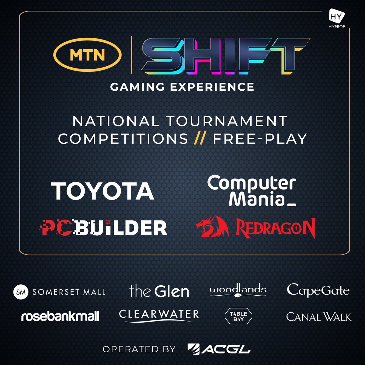 AfricanGaming's tweet photo. The @MTNza SHIFT Gaming Experience is coming to a mall near you! 🎮🕹️🎯 

📃Details -> https://t.co/Z8bzXDCqwW

Hosted by @Hyprop in partnership with @ComputerManiaSA @ToyotaGamingSA @RedragonSa and PCBuilder! #SHIFTGamingExperience https://t.co/rlwYJ27SBl