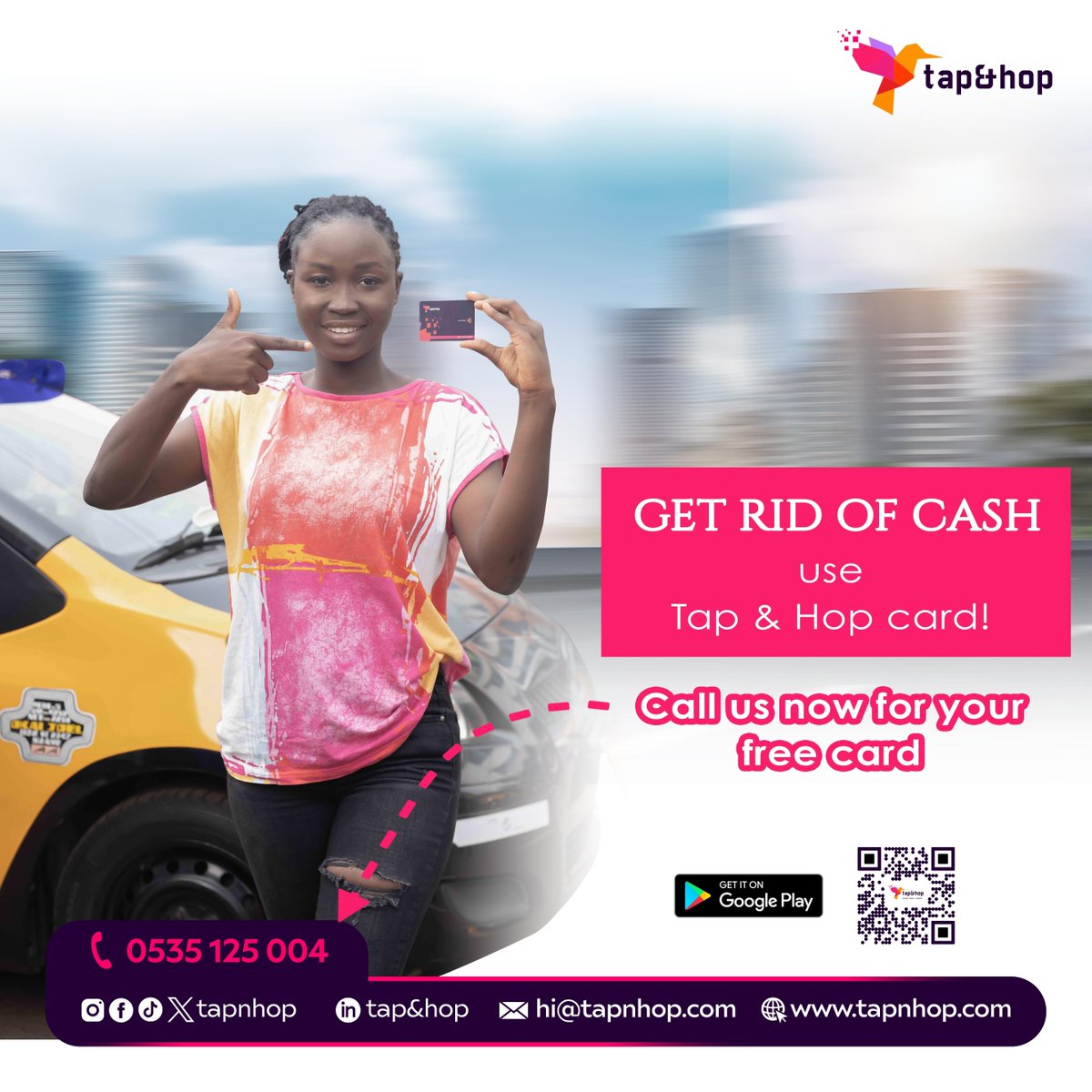 Avoid carrying large amounts of cash for your transport fares. Switch to Tap&amp;Hop and enjoy paying fares with ease.
 #Tapnhop
#TapOn
#Adum
#TapOff
#Kumasi
#Amakom
#Asokwa
#Stadium
#Transport