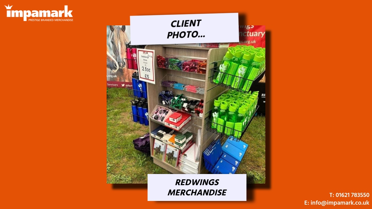 Impamark's tweet photo. We can supply sunglasses, notebooks, pens and water bottles for all your merchandise requirements (plus lots of other options).
We love Redwings showcasing all there products for the UK's largest horse welfare charity.
#ClientRepost
π 01621 783550
π© info@impamark.co.uk https://t.co/71XtV3R7gr