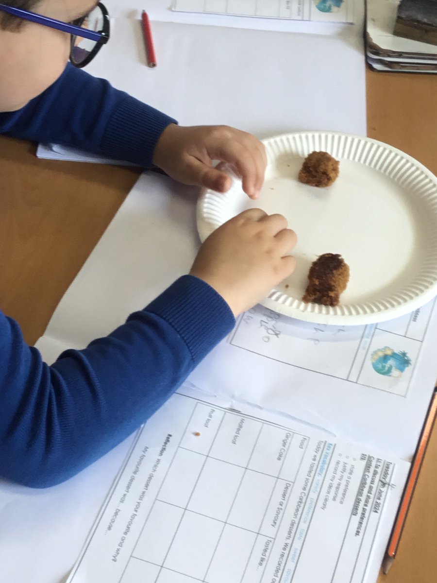 2Fir_Woodside's tweet photo. 2 Fir enjoyed tasting some Caribbean desserts during DT food week. They identified whether they were savoury or sweet &amp; tried to guess the ingredients @PrimaryWoodside https://t.co/ftFeBNS2gK