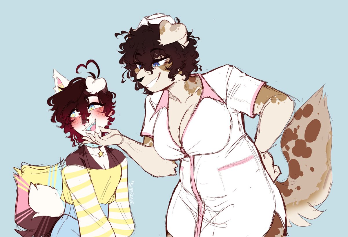 staarcade's tweet image. H-hey wait a minute!! Thats Vanilla and- and a hot big lady!!!

Waist-up c✨️mm for miqote on discord!