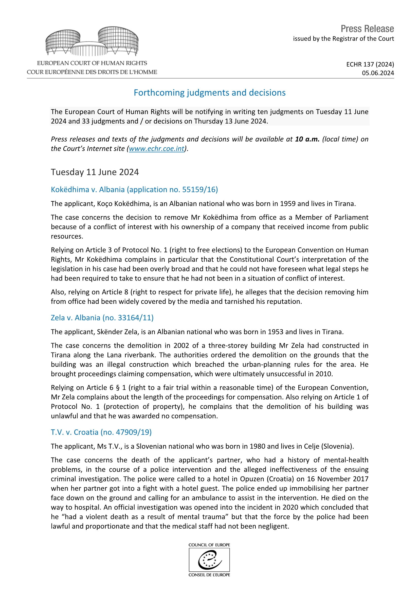 Echr decisions 2025