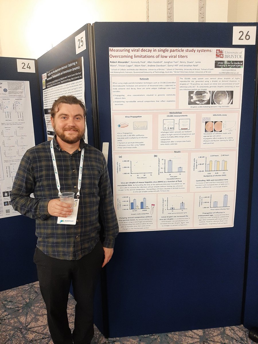 aerosolbob's tweet photo. Obligatory poster presentation photo! A great aersol and Microbiology cross over conference #MicroAerosols24 @microbio https://t.co/Bm8P9PMsnd