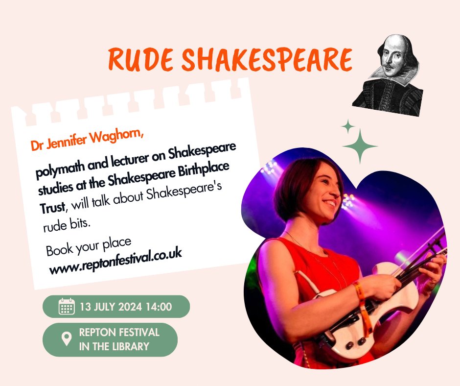 Dr Jennifer Waghorn, polymath and lecturer on Shakespeare studies at the The Shakespeare Birthplace Trust, will talk about Shakespeare's rude bits.
If we are really lucky she might give us one of her bawdy bard ballads!
Book your tickets: tinyurl.com/4mwth5h6
<a href="/ShakespeareBT/">Shakespeare B Trust</a>