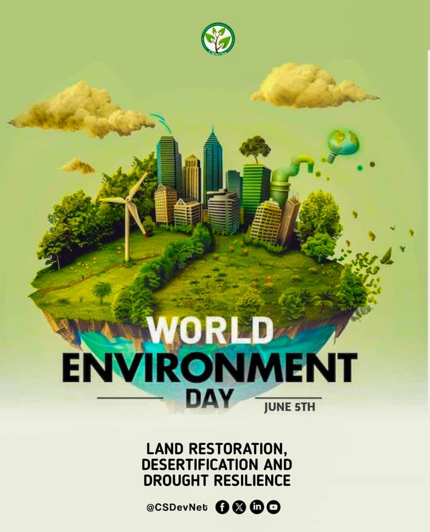 mariamCJA's tweet photo. A time to make commitment to land restoration which can turn the tide against drought and #Desertification.
Together, we can revive our Earth and ensure a greener future. 🌍🌱
#WorldEnvironmentDay
#TimeToActIsNow
@CSDevNet1 @PACJA1 @FMEnvng
@WWF @UNBiodiversity https://t.co/qjJIlAV891