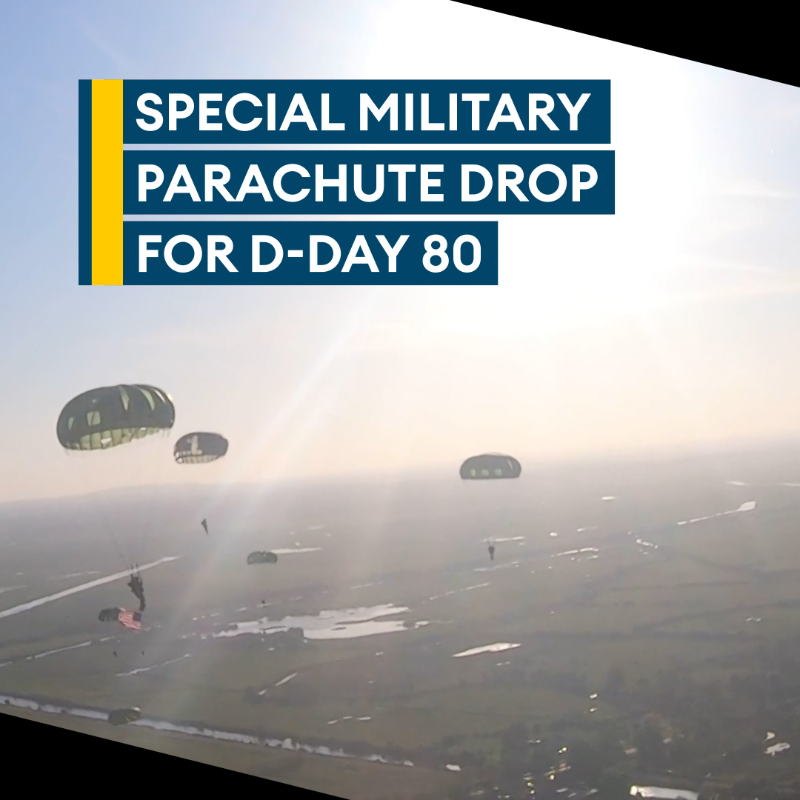 ForcesNews's tweet photo. Join us LIVE for a special parachute jump to commemorate #DDay80

Hundreds of military personnel will parachute into a historic D-Day drop zone to mark 80 years since the Normandy Landings

⏰ 12:45 BST
Watch here 👇