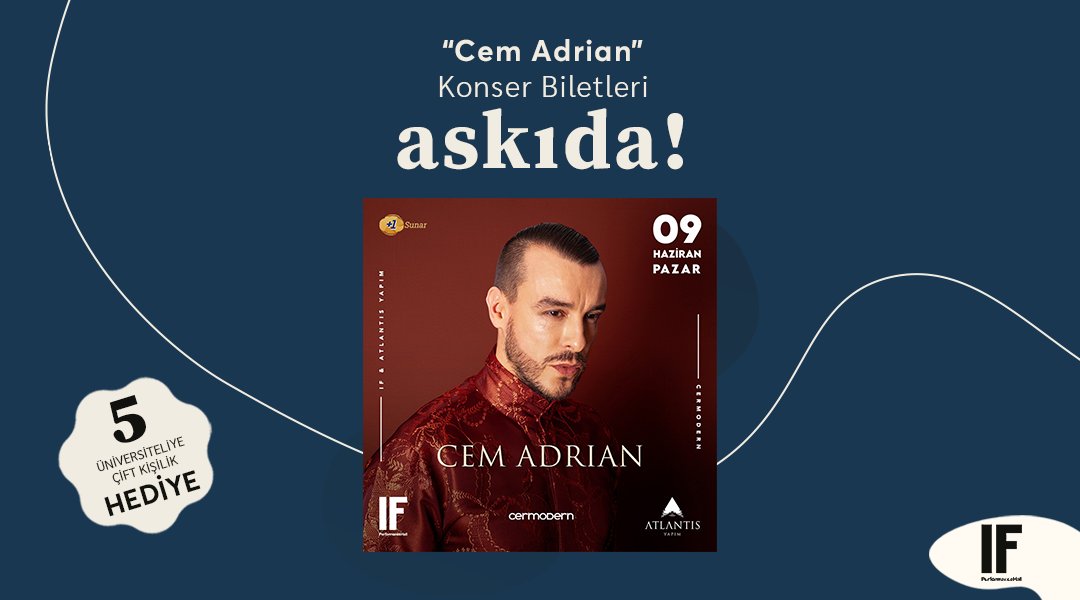 askidanevar's tweet photo. .@cemadrian konseri Ankara’da! @IFperformance desteğiyle RT'leyen 5 üniversiteliye çift kişilik bilet hediye! https://t.co/tCNnqq0gF2