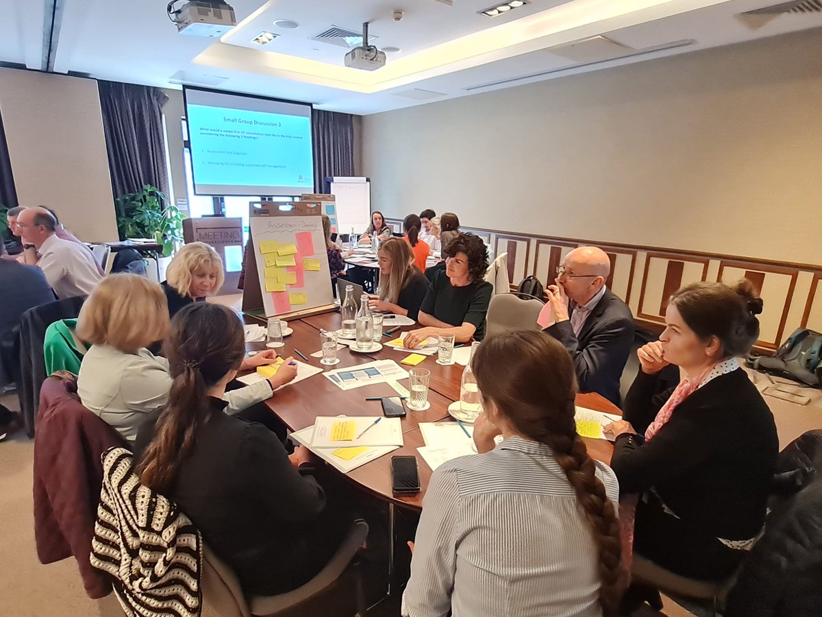ENACtStudy's tweet photo. Thanks to all who took part in our recent stakeholder workshop on the Development of a  Model of Care to improve the Management of Osteoarthritis in Primary Care in Ireland. Wonderful to have so many attendees on the day! @hrbireland @helfrench @cunninghamjoice @RCSI_Physio https://t.co/TkyikbfpZ8