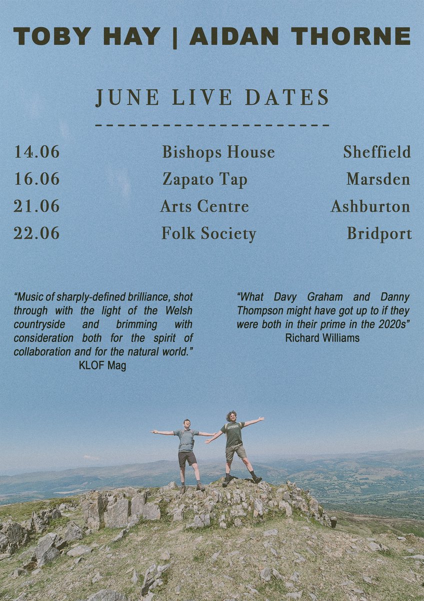 Two tours in June!
<a href="/tobyhaymusic/">Toby Hay</a> <a href="/DanMessore/">Dan Messore</a>