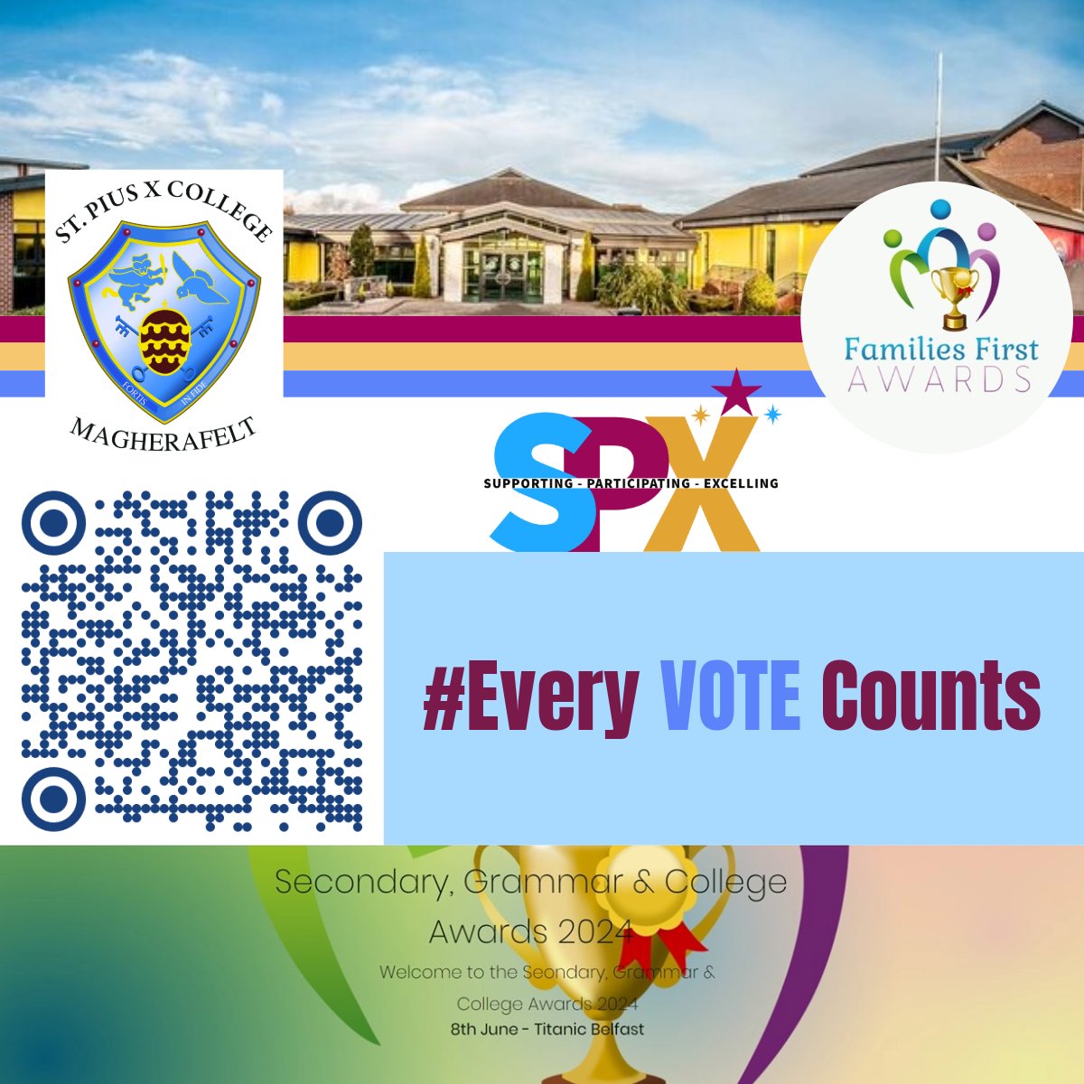 spxcollege's tweet photo. We are delighted to have been nominated for a Families First Educational Award for the second year! If you would like to vote please use the QR code or the link below 👇
https://t.co/Q9tqL7ba9D

Thank you for your support. 😊 
@PrincipalPiusX @spxks3 @spxks4 @spxpost16 https://t.co/ySo6ijXPpo