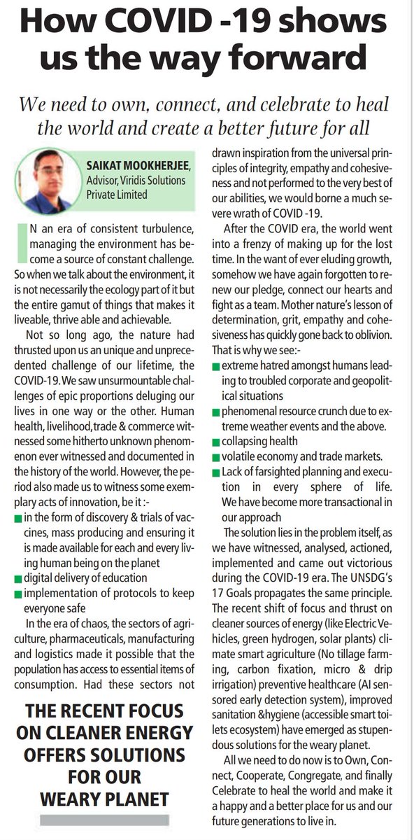 msaikat_14's tweet photo. Extremely humbled and delighted for my article being featured on @IndianExpress and @FinancialXpress on occassion of #WorldEnvironmentDay‌2024 

https://t.co/oJgdx5pA9B https://t.co/x1WrMNsLWU