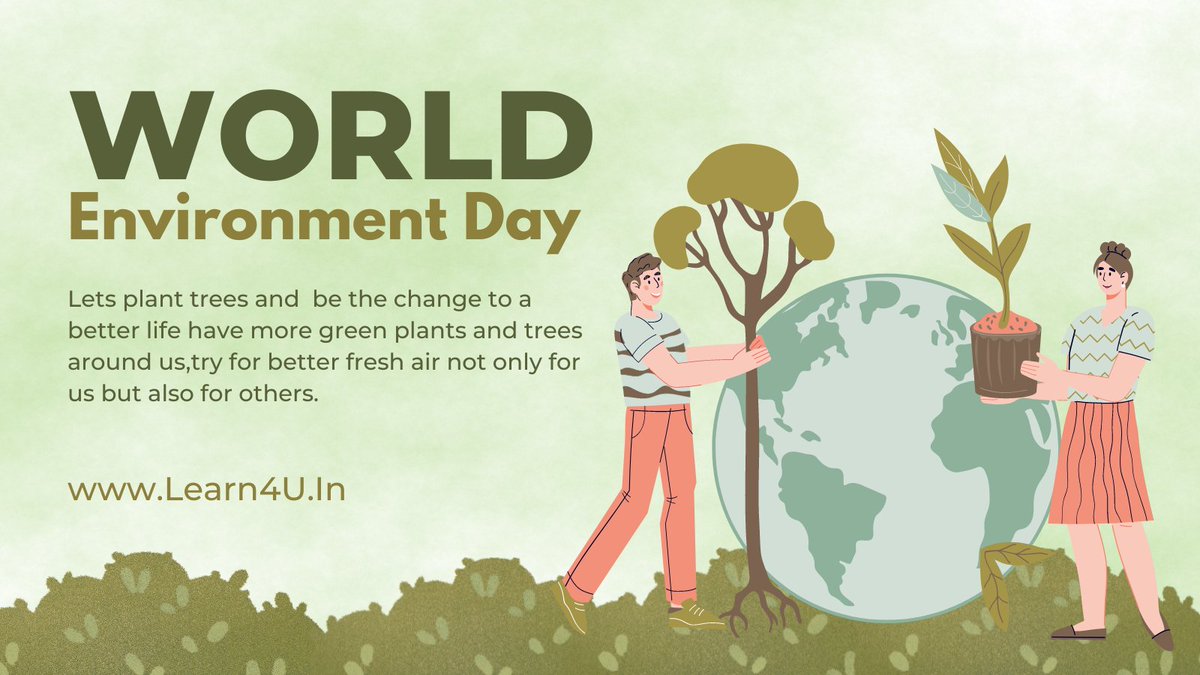 learn4u2's tweet photo. 🌍🌱 *World Environment Day 2024: Let's Restore Our Land!* 🌱🌍Initiated by the United Nations General Assembly in 1972 during the Stockholm Conference on the Human Environment.
#WorldEnvironmentDay #GenerationRestoration #SustainableFuture #learn4u https://t.co/KdOqAd10bS