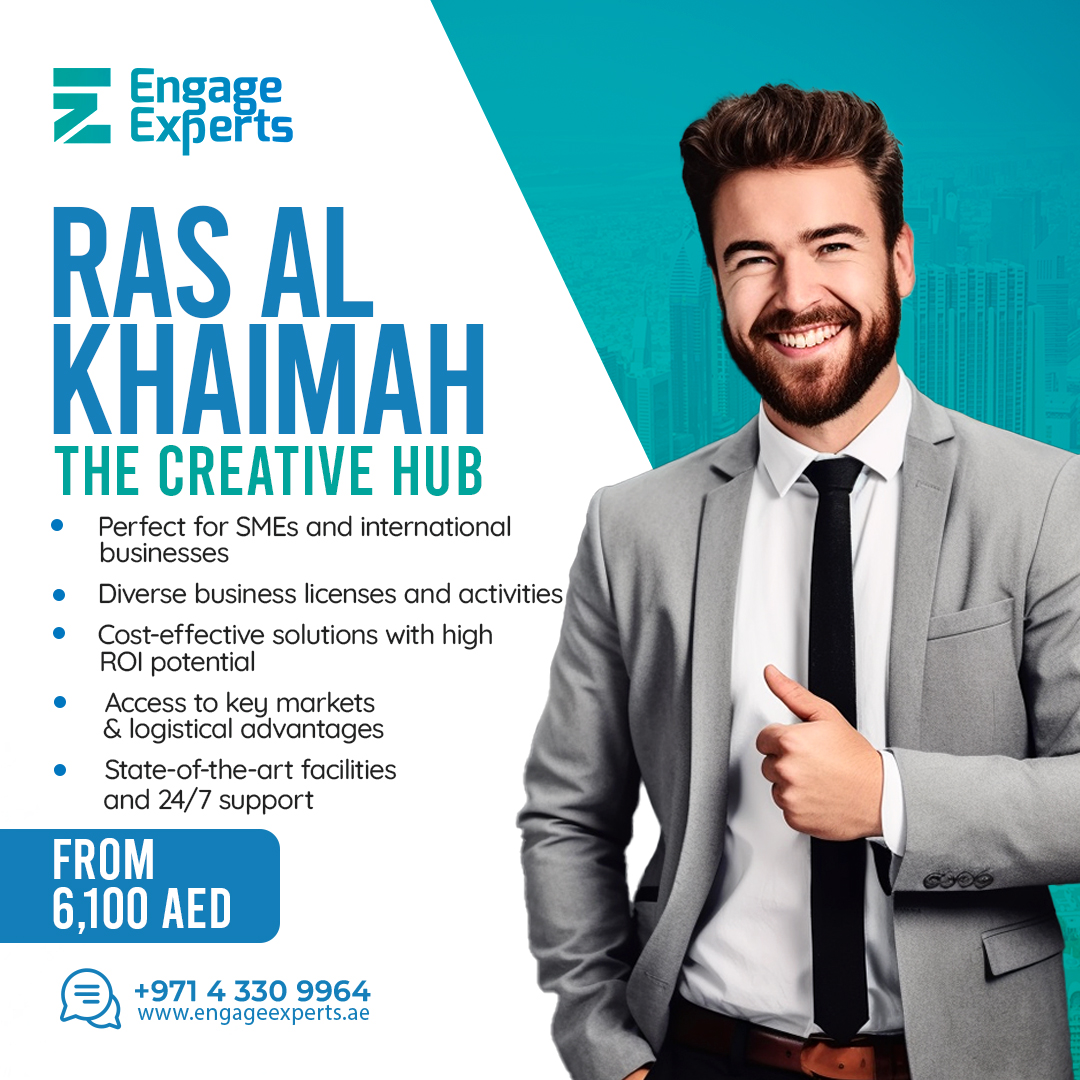 EngageExpertsAE's tweet photo. Explore your creative potential in Ras Al Khaimah!  Engage Experts can help you establish your business in this thriving hub for as low as AED 6,100.

🌐 https://t.co/rqzooDwZpy 
✉ info@engageexperts.ae 
📞 +971 43 309 964 
+971 56 688 6240

#RAKCreativeHub  #engageexperts https://t.co/7Er9mfpOG0