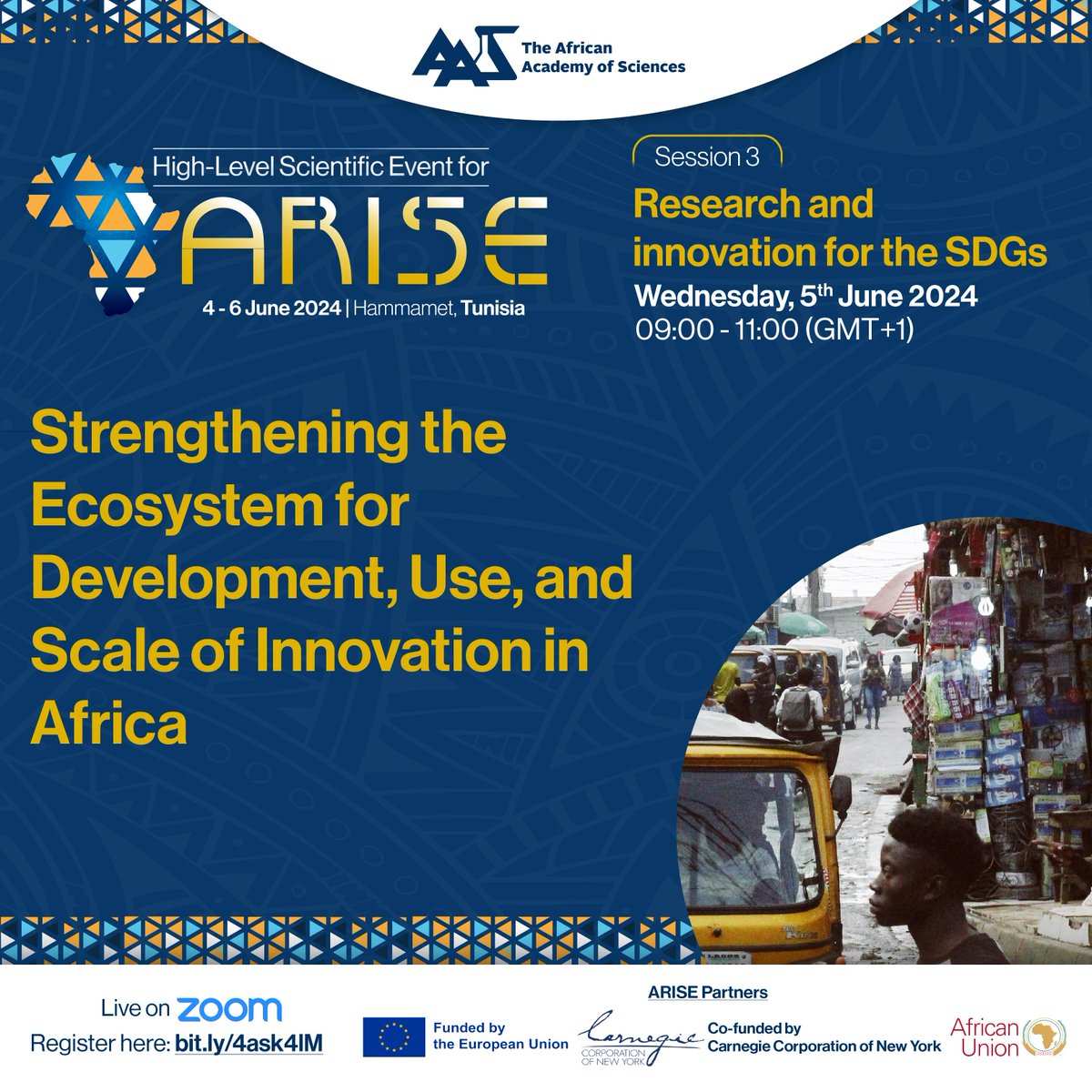 AASciences's tweet photo. Day two of The ARISE High-Level Scientific Convening has begun!
We start with an exciting roundtable discussion on strengthening the ecosystem for #development, use, and scale of #innovation in Africa.
🔗https://t.co/E0jhHQfpRy
#ARISE2024
@EU_Partnerships
@_AfricanUnion https://t.co/ftKa8Jka4T