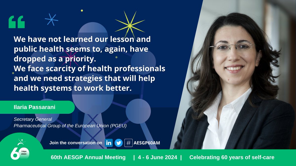 aesgp's tweet photo. There's no #Healthcare without #SelfCare.
#Patients, #Doctors, #Pharmacists, #Economists and #Industry debate future options for a #SustainableHealthcare
🤒@Anca4health @eupatientsforum
🩺Sarada Das @CPME_EUROPA
🥼@IlariaPassarani @PGEU
💸@OECD_Social
💊@aesgp
#AESGP60AM https://t.co/0j9S3t0Cdy