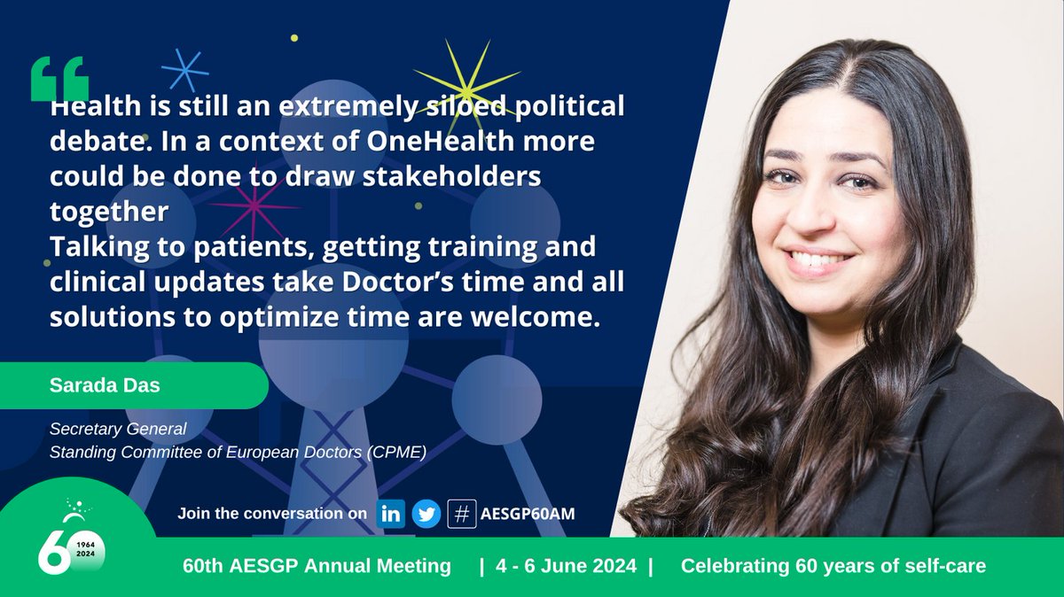 aesgp's tweet photo. There's no #Healthcare without #SelfCare.
#Patients, #Doctors, #Pharmacists, #Economists and #Industry debate future options for a #SustainableHealthcare
🤒@Anca4health @eupatientsforum
🩺Sarada Das @CPME_EUROPA
🥼@IlariaPassarani @PGEU
💸@OECD_Social
💊@aesgp
#AESGP60AM https://t.co/0j9S3t0Cdy