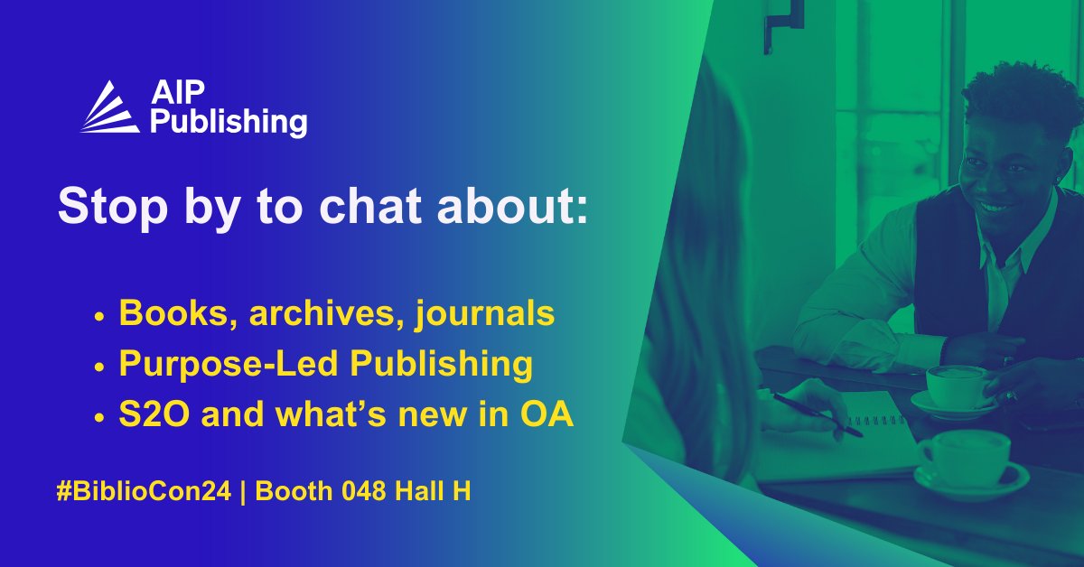 AIP_Publishing's tweet image. #Libarians! Come by AIPP Booth 048 in Hall H to chat about customizing a package of books, Journals, and archives to expand your digital resources. #BiblioCon24

Learn more 👇
aippub.org/3V5HtoS