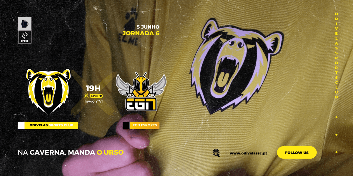 OdivelasSC's tweet photo. Jornada #6 - Vamos dar tudo!
β°19H
βοΈ EGN Esports
πΉhttps://t.co/tVqVmyHIJD
π΅π πππππππ ππππ
π π ππππ π»ββοΈβ‘
#garradevencedores #LPLOL #osc #odivelassc #odivelassportsclub https://t.co/KfXcb911vW