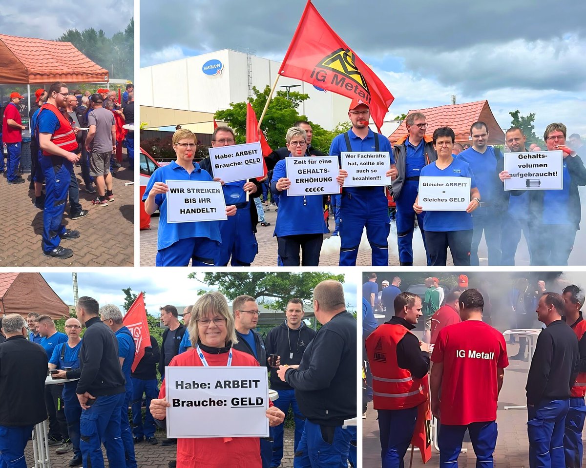 IGMetall_BBS's tweet photo. 🚩 Wir meinen es ernst: Die ostdeutschen Textilindustrie braucht faire Löhne!
Diese Woche gibt es an verschiedenen Standorten Warnstreiks. Hier eine Aktion in Brück (Brandenburg) bei Paul Hartmann, an der sich 120 Kolleginnen und Kollegen beteiligt haben. 💪
#TextilOst #Streik https://t.co/FRmw6aNMHQ