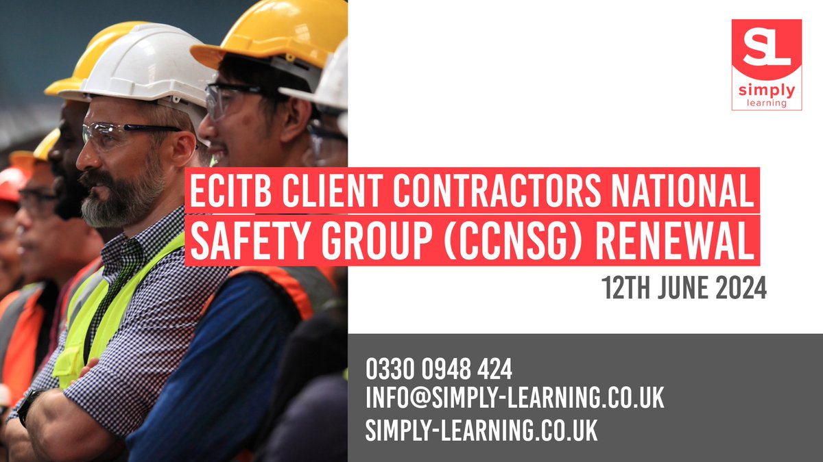 _SimplyLearning's tweet image. 💥 ECITB CCNSG Renewal

📅 12/06/2024

The CCNSG Renewal Course is a 1 day course for basic site safety designed to enable contractors to improve health, safety and environmental awareness.

Book your course online today! 👇 
shorturl.at/5KutD

 #CCNSGRenewal