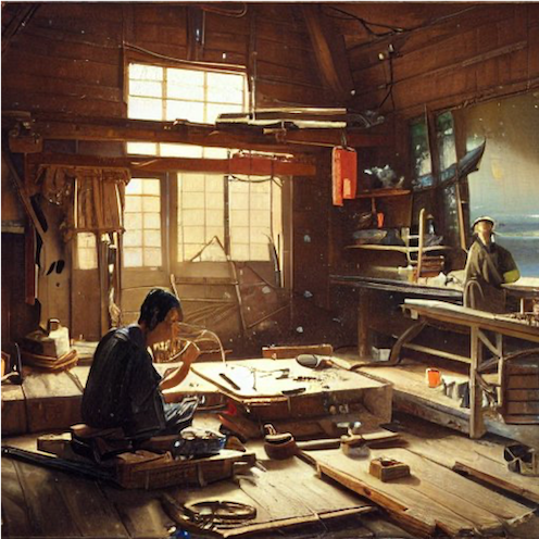 Japanese Carpenter in his workshop – a 1/1 #NFTartwork that's a must for dedicated #nftcollector #nftcollectors . Elevate your #NFTCollections or #NFTGallery with this unique piece.  

#NFTCommunity #NFT #nftart #nftarti̇st #NFTs #OpenseaNFTs

opensea.io/assets/matic/0…