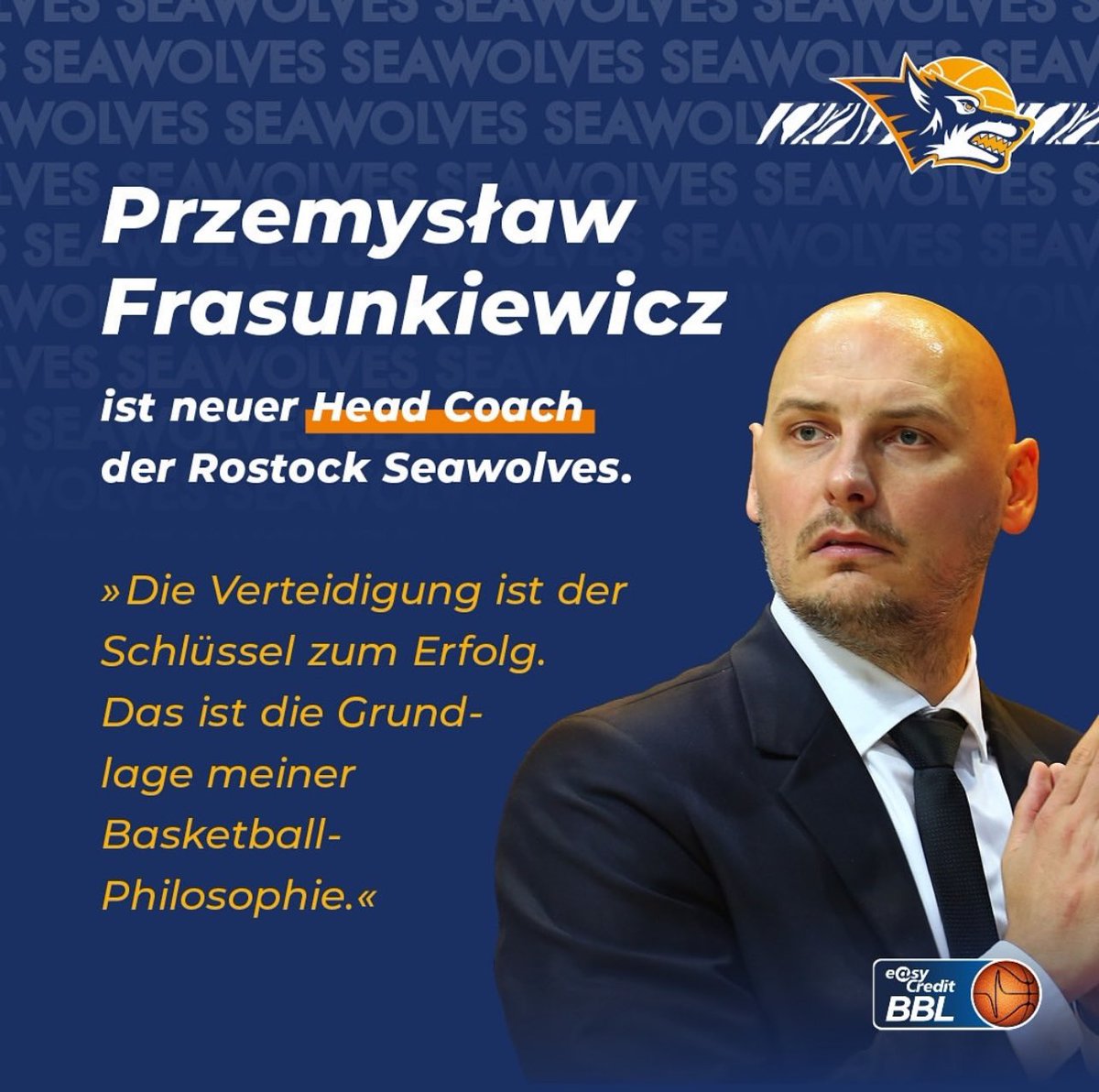 Coach Przemysław Frasunkiewicz ✍🏻 a 1+1 deal with <a href="/HRO_Seawolves/">Rostock Seawolves</a> of <a href="/easyCreditBBL/">easyCredit BBL</a>! 👏🏼👏🏼👏🏼
