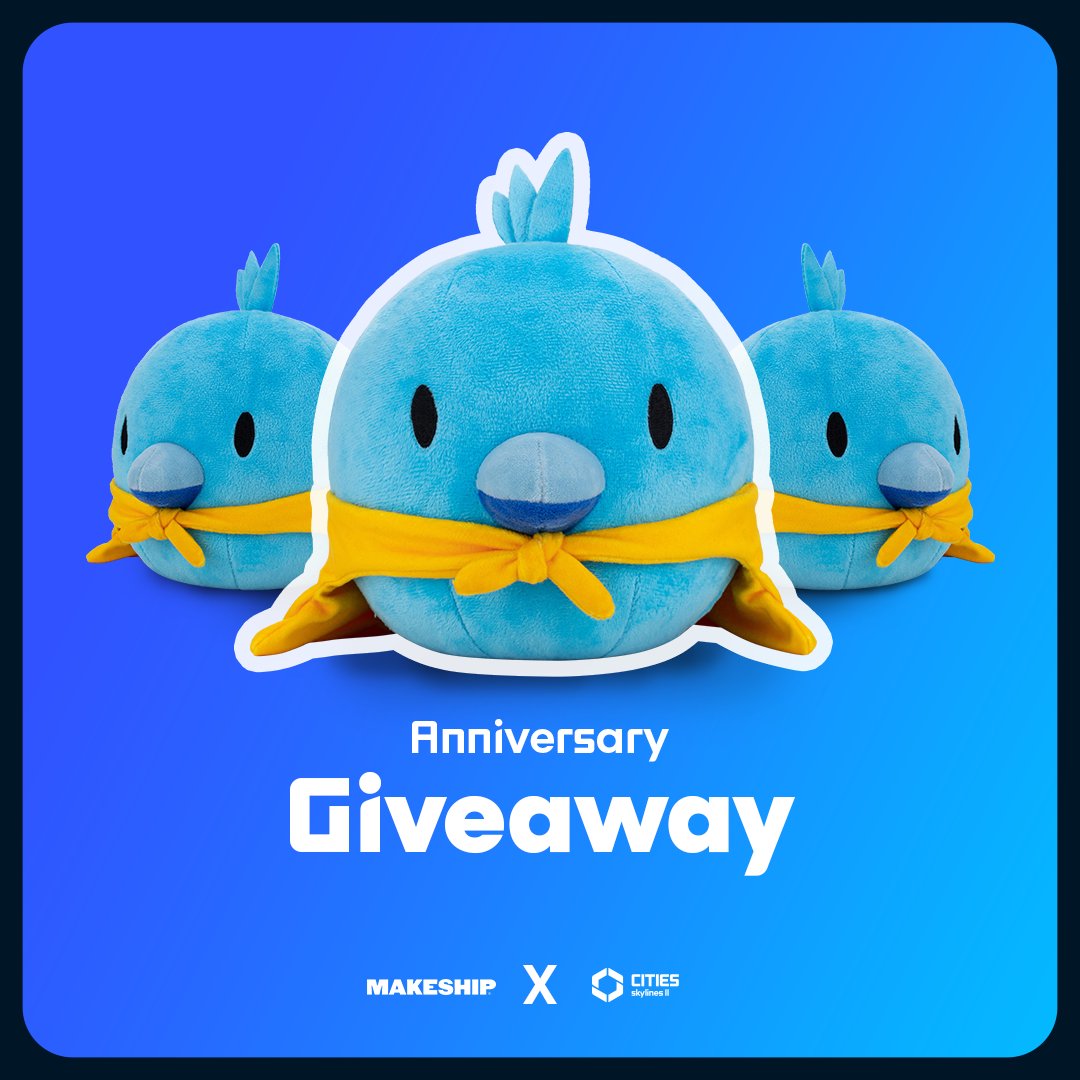 CitiesSkylines's tweet image. Is it a bird? Is it a plane? Oh wait, it is a bird! It's Super-Chirper!

Happy 15th Anniversary @ColossalOrder! We've partnered up with @Makeship to create the super-est present ever! We are giving away 15 of these plushies to the community!
