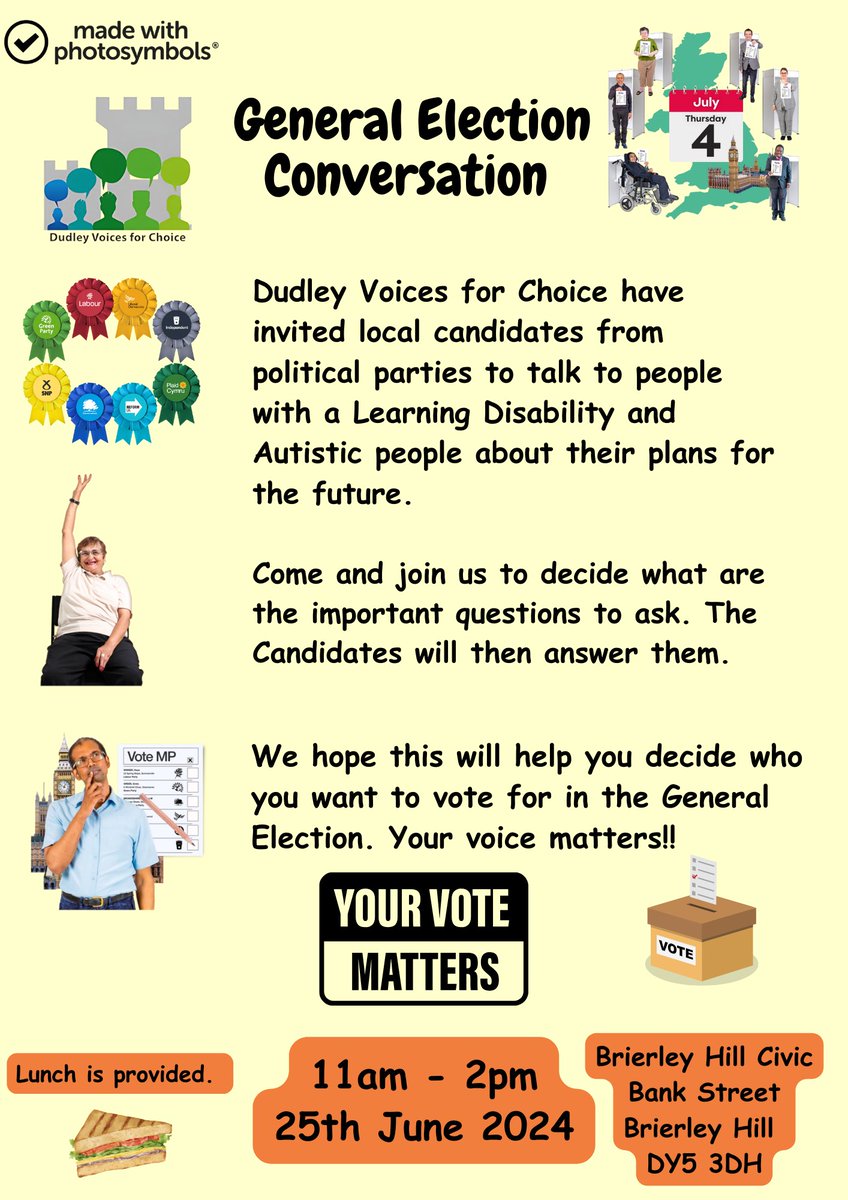 So important that people in Dudley can vote and get their voice heard!! Candidates are coming to answer our questions!! <a href="/DvcDudley/">Dudley Voices for Choice Self Advocacy</a> <a href="/LDNurse1/">LDNurse</a> @tom182dvc <a href="/LucyODVC/">Lucy Offley</a> <a href="/SteveHardyLDN/">Steve Hardy🏳️‍🌈</a> #selfadvocacyworks #accessiblehustings