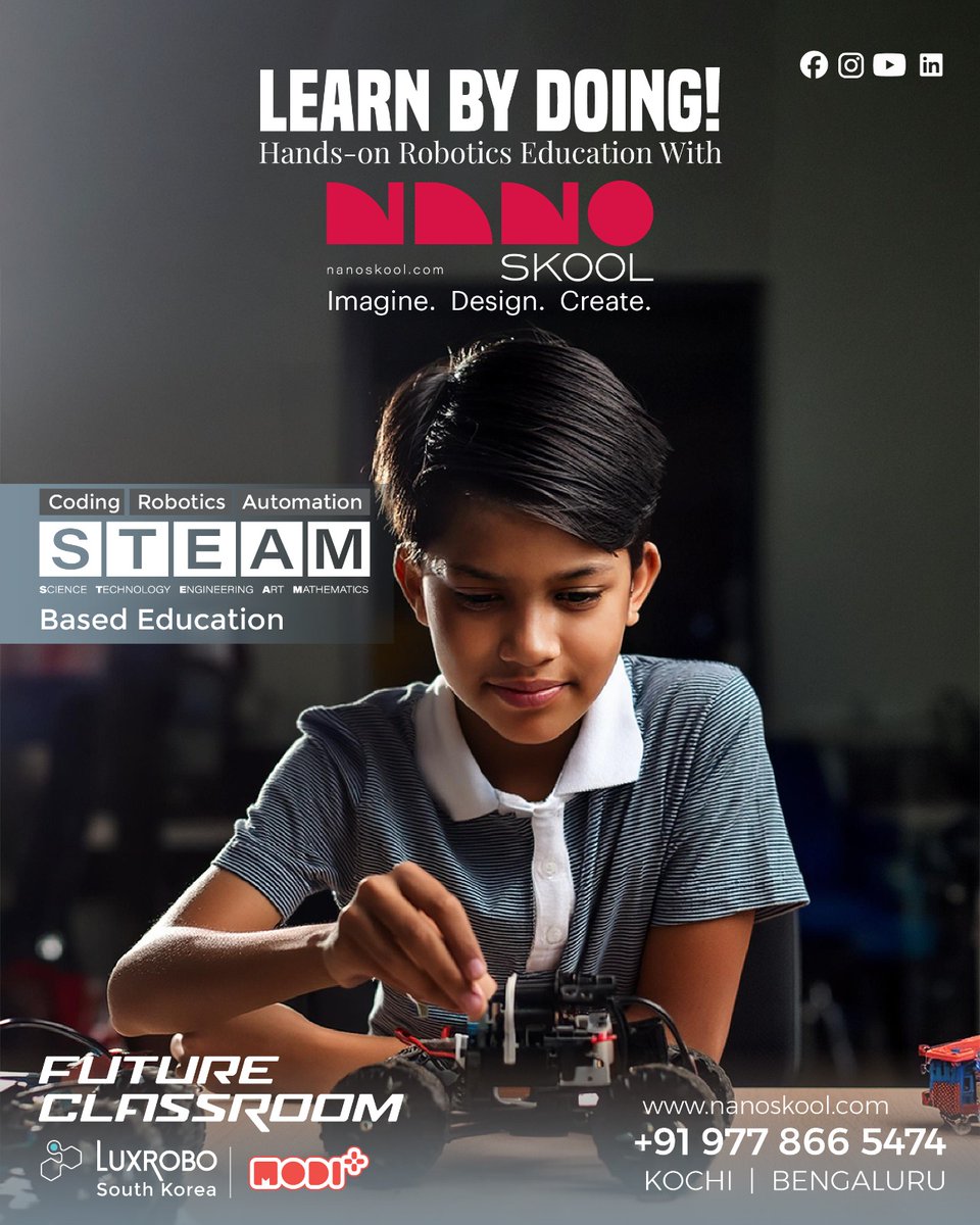 NanoSkool's tweet image. Learn by doing with Nanoskool's hands-on robotics education!  Imagine, design, and create using coding, robotics, and automation. 
.
.
.
.
📞977 866 5474
nanoskool.com
#learnbybuilding #coderobotics #futuremakers #steamactivity #createrobots  #handsonscience #nanoskool
