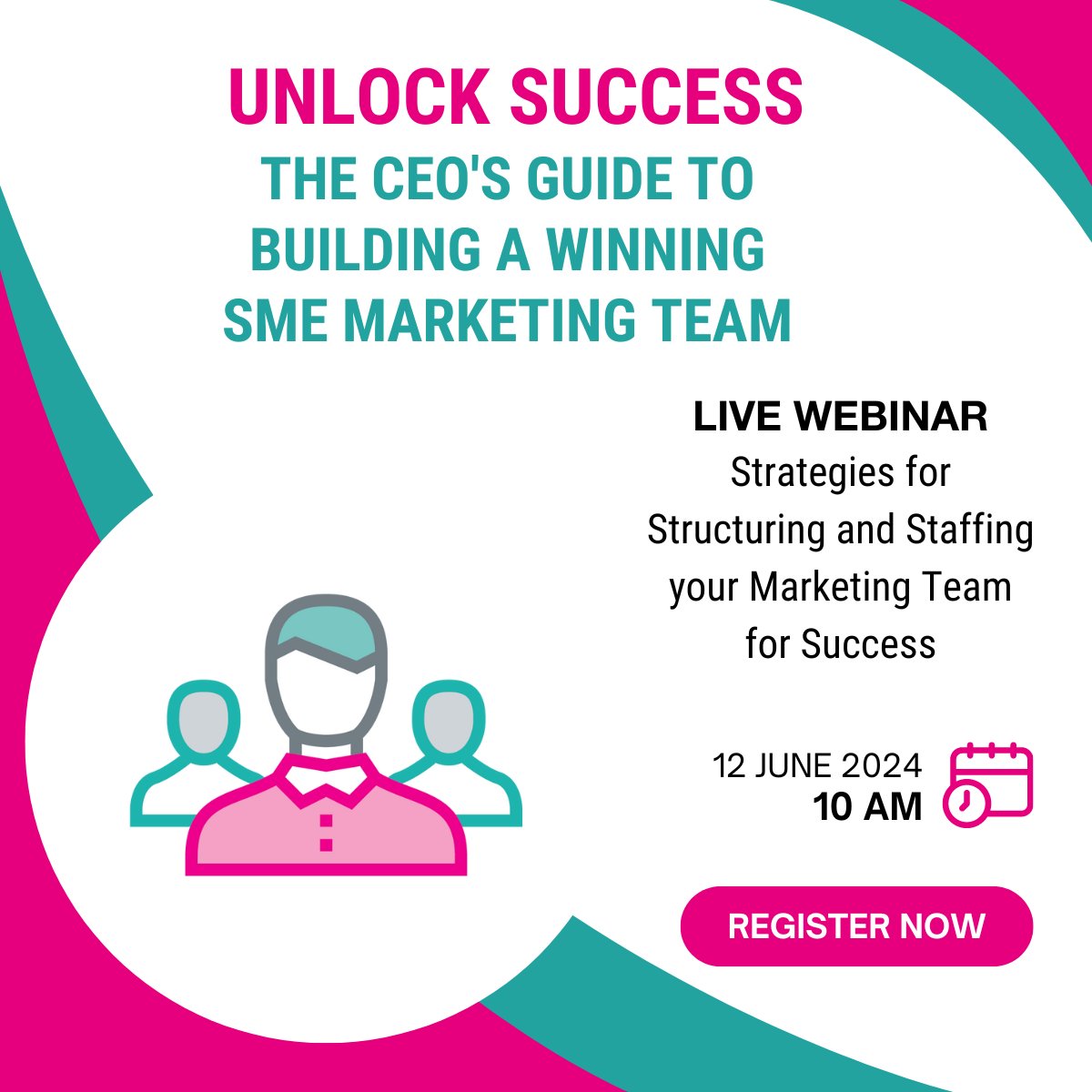 Just 1 Week Left!⏳
Unlock Success: CEO's Guide to SME Marketing Team
Join us in 1 week for a webinar on Structuring &amp; Staffing Your Marketing Team. Learn to conquer challenges and build a high-impact team for your business. 
Reserve your spot: bit.ly/3WhxnSG