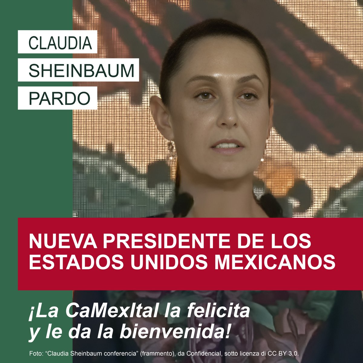 La Cámara de Comercio de México en Italia felicita a la Dra. Claudia Sheinbaum Pardo, primera mujer elegida en la historia de #México como Presidente de los #EstadosUnidosMexicanos, y refrenda su compromiso de extender y fortalecer las relaciones entre #México e #Italia.