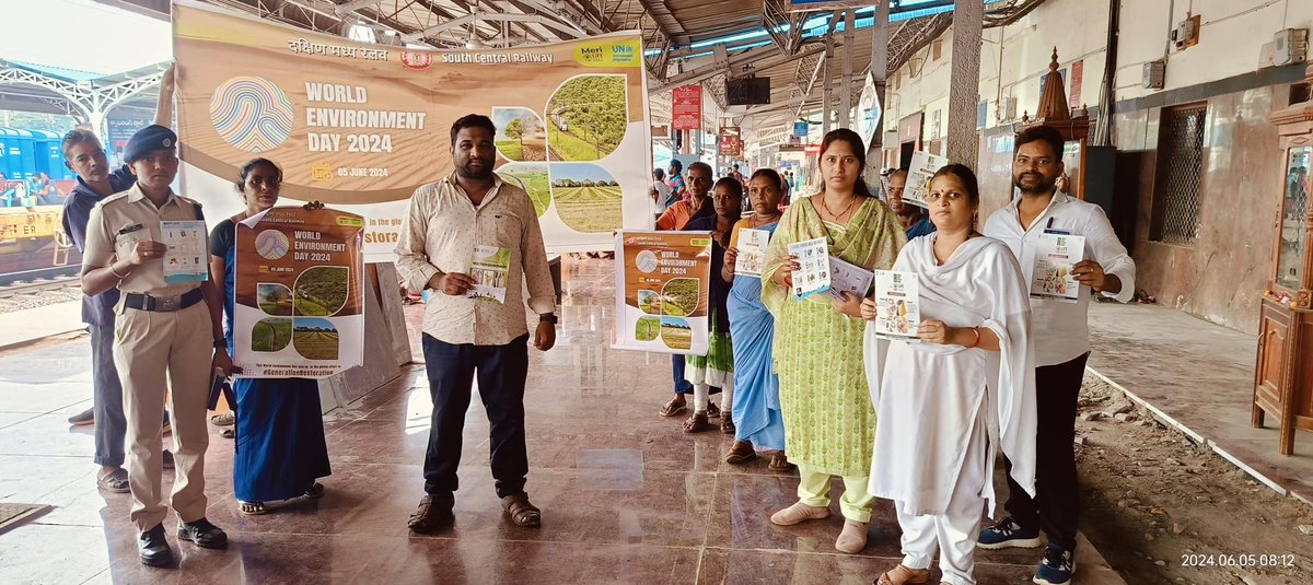 '🌍 Celebrating #WorldEnvironmentDay at Samalkot Railway Station! From avoiding plastic to several green initiatives, let's continue to work together for a cleaner, greener future. Every small action counts! 🌿🚉 #EnvironmentalAwareness #SustainableLiving'