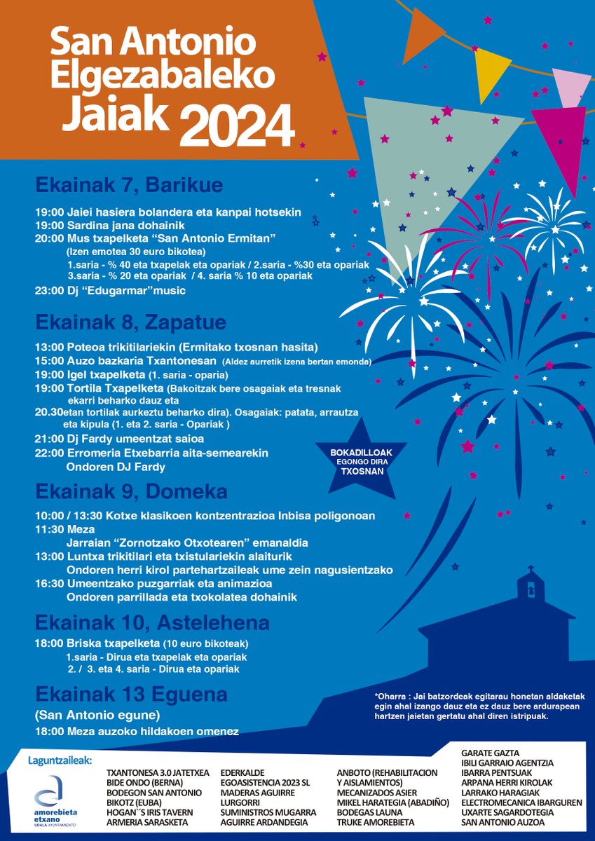 amorebieta_com's tweet photo. 📷 San Antonio Elgezabaleko Jaiak 2024!
#hilero #hilerozornotzan #kultura #jaiak #zornotza #amorebietaetxano #aldizkaria https://t.co/Hspy2hnNaw