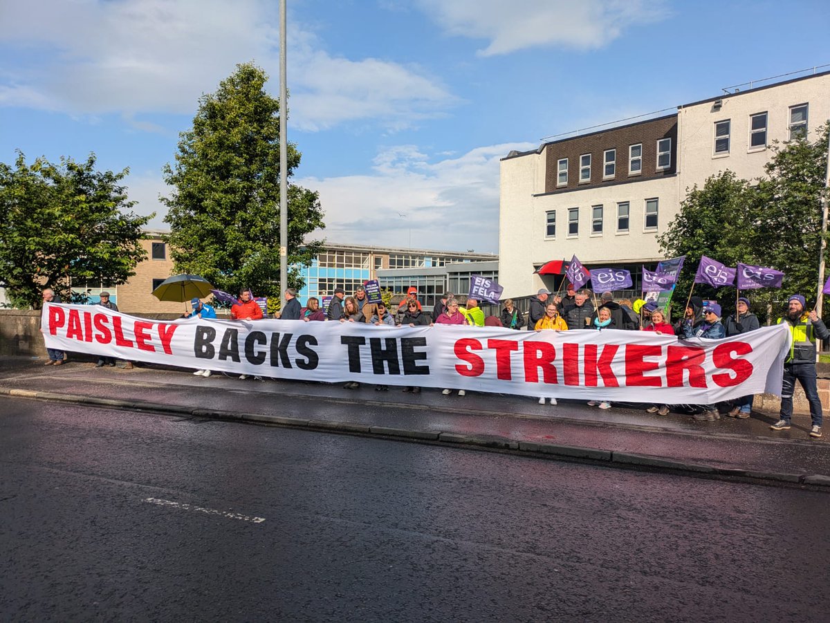 Solidarity to <a href="/EISFELA_WCS/">West College Scotland - EIS FELA Branch</a> members <a href="/WestCollScot/">WestCollegeScotland</a> on strike today and all across Scotland <a href="/EISFela/">EISFela</a> <a href="/eisunion/">EIS</a> fighting for FE and fair pay ✊