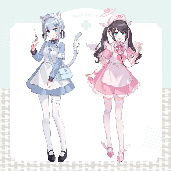 ナース服の花芽姉妹※衣装捏造  #すぅあーと #なずなーと 
