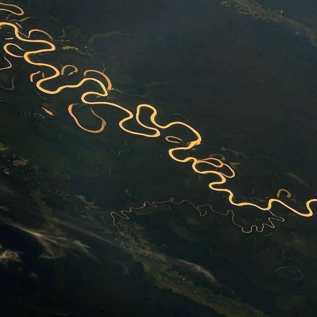 semestasains's tweet photo. Sungai Amazon memantulkan cahaya Matahari diambil dari Stasiun Luar Angkasa Internasional, ISS. https://t.co/hpV1jmrMgh