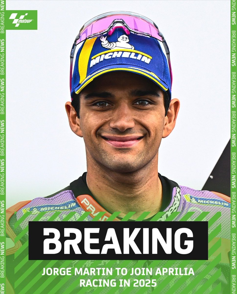 donasdopaddock's tweet photo. 🚨Atenção🚨

Mais uma novidade na motovelocidade, Jorge Martin irá para Aprilia.

#MotoGP2025 #motovelocidade #donasdopaddock https://t.co/Sg5RRdllCW