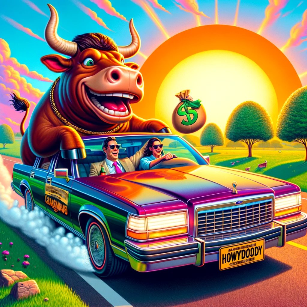 Good morning, infidels! 🌞 Here's a hilarious bit to start your day: In Nebraska, a man was pulled over by police for having a 2,200-pound bull named Howdy Doody riding shotgun in his car. Yes, you read that right – this giant bull was cruising through town in a customized Ford