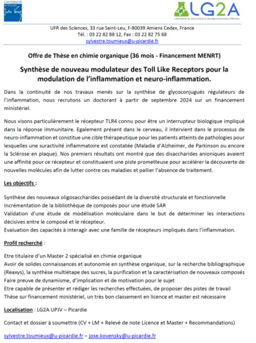 GFRGlyco (@gfrglyco) on Twitter photo Urgent! A PhD position in glycochemistry is available <a href="/UPJV_Univ/">Université de Picardie Jules Verne</a> Urgent! A PhD position in glycochemistry is available <a href="/UPJV_Univ/">Université de Picardie Jules Verne</a>